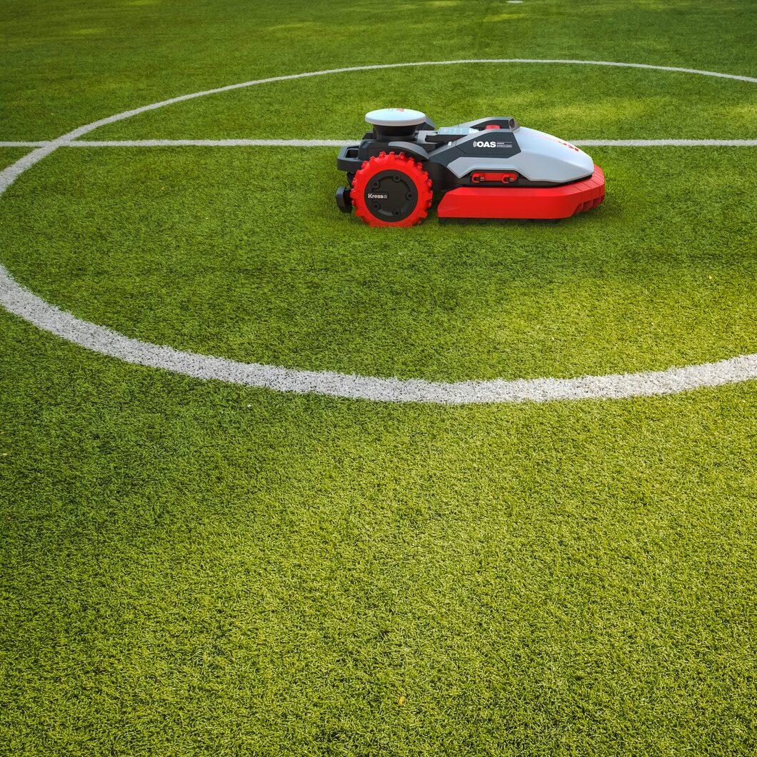 Robotic lawnmower on a golf green field